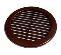 SolaDirect Brown Louvred Wall Vent Grille With Flyscreen And Screw Covers, 125 mm / 5 In, Air Ventilation Duct Cover With Flat Back