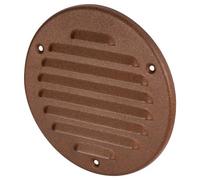 SolaDirect Brown Louvred Wall Vent Grille With Flyscreen, Fits 125 mm / 5 In Ducts, Round Ventilation Grille With Flat Back