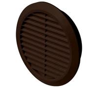 SolaDirect Brown Louvred Wall Vent Grille With Flyscreen For 125 mm / 5" Round Wall Outlet - Air Ventilation Duct Cover With Flange