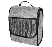 SolaDirect Car Boot Organiser Bag - Grey Felt Storage Box With Handle, Front Pocket, Hook-And-Loop Strips - 26 X 14.5 X 33 Cm Car Trunk Case