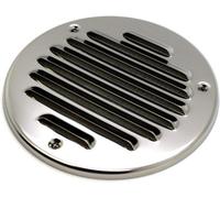 SolaDirect Chrome Louvred Wall Vent Grille With Flyscreen, Fits 125 mm / 5 In Ducts, Round Ventilation Grille With Flat Back