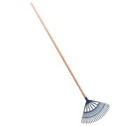 SolaDirect Garden Leaf Rake - 22 Tine Plastic Head & 120 Cm Wooden Handle, 45 Cm Wide - Lightweight & Durable For Quick Lawn Cleaning