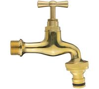 SolaDirect Garden Tap Faucet Mixer, Solid Brass, Polished, 1/2" Bspm With Quick Release Hose Connector