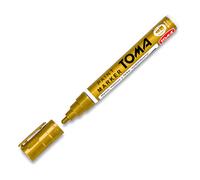 SolaDirect Gold Sunny Oil-Based Paint Marker Pen Permanent - 2.5mm Round Tip, Fast-Drying Waterproof Ink - Universal For All Surfaces