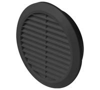 SolaDirect Graphite Grey Louvred Wall Vent Grille With Flyscreen For 100 mm / 4" Round Wall Outlet - Air Ventilation Duct Cover With Flange