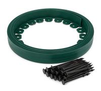 SolaDirect Green Lawn Edging Border 10M 33Ft X 38mm - Flexible Plastic Garden Edge Strip & 20 Securing Pegs, Easy Cut-To-Shape Landscape Trim