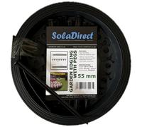 SolaDirect Grey Lawn Edging Border - 10 M / 33 Ft Long Flexible Plastic Garden Edging & 20 Securing Pegs - Easy To Cut And Shape (55mm High)