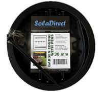 SolaDirect Grey Lawn Edging Border - 10 M / 33 Ft Long Flexible Plastic Garden Edging & 20 Securing Pegs - Easy To Cut And Shape (38mm High)