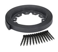 SolaDirect Grey Lawn Edging Border 10M 33Ft X 38mm - Flexible Plastic Garden Edge Strip & 20 Securing Pegs, Easy Cut-To-Shape Landscape Trim