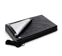 SolaDirect Heavy Duty Black Tarpaulin 1.5 X 2 M 235 Gsm Waterproof Uv Resistant Poly Tarp Sheet, Reinforced Edges & Eyelets, 10M Bungee