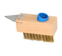 SolaDirect Heavy-Duty Weed Remover Tool, Wire Brush Patio Cleaner - Steel Angled Brass Bristles, Steel Blade Scraper - Removes Weeds