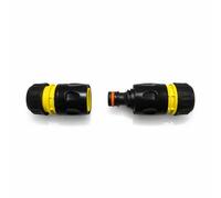SolaDirect Hose Repair Set 1/2 Inch Quick Connectors - 2 End Hose Fittings Plus Double Male Joiner - Hozelock Gardena Compatible - Yellow