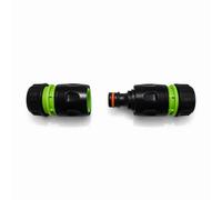 SolaDirect Hose Repair Set 1/2 Inch Quick Connectors - 2 End Hose Fittings Plus Double Male Joiner - Hozelock Gardena Compatible - Green