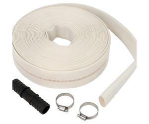 SolaDirect Lay Flat Hose Set 25 mm / 1 Inch X 10 M With Repair Joiner & 2 Clips - 8 Bar Working Pressure - Flexible Flat Water Discharge Hose