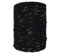 SolaDirect Macrame Cord Twine Natural Cotton String Craft Artisan Thread Twisted Macramé (Black With Gold Thread, 5 mm X 100 M / 328 Ft)