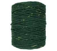 SolaDirect Macrame Cord Twine Natural Cotton String Craft Artisan Thread Twisted Macramé (Green With Gold Thread, 3 mm X 100 M / 328 Ft)