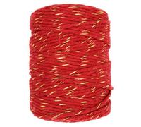 SolaDirect Macrame Cord Twine Natural Cotton String Craft Artisan Thread Twisted Macramé (Red With Gold Thread, 2 mm X 300 M / 984 Ft)