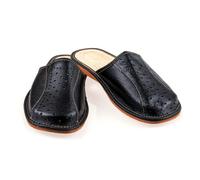 SolaDirect Men's Handmade Leather Slippers 100% Natural Leather (Size Uk 11 / Eu 45) Black