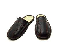 SolaDirect Men's Leather Slippers Shoes Comfort Sandals Slip On Mules Black