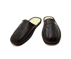 SolaDirect Men's Leather Slippers Shoes Comfort Sandals Slip On Mules Black