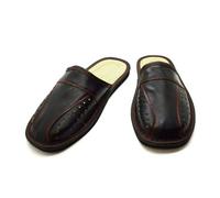 SolaDirect Men's Leather Slippers Shoes Comfort Sandals Slip On Mules Black (Size Uk 12)