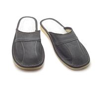 SolaDirect Men's Natural Leather Slippers Shoes, Closed Toe Comfortable Slip-On Sandals Mules for Gents (Graphite Grey, Size: 10.5 UK / 45 EU)