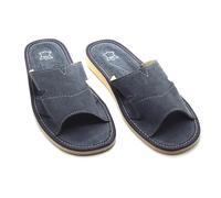 SolaDirect Men's Natural Suede Leather Slippers Shoes, Open Toe Comfortable Slip-On Sandals Mules for Gents (Grey, Size: 9.5 UK / 44 EU)