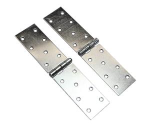 SolaDirect Modern Silver Steel Galvanised Backflap Hinges, Pack of 2 x 200 mm, Weather Resistant, Rust Corrosion Proof, Strap Hinges for Gates, Sheds, Gazebos, Wardrobes, Chests