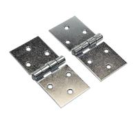 SolaDirect Pack of 2 x 100 mm Backflap Hinge, Galvanised, Silver Steel, Weather Resistant, Rust Corrosion Proof, Strap Hinges for Indoor or Outdoor Use On Gates, Sheds, Gazebos, Wardrobes, Chests