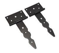 SolaDirect Pack Of 2 X 150 mm T-Hinge Black, Steel Tee Hinges, Weather Resistant, Rust Proof Powder Coating, T Strap Hingess