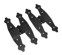 SolaDirect Pack Of 2 X 195 mm H Type Hinge Black, Steel H-Shaped Hinges, Weather Resistant, Rust Proof Powder Coating, Strap Hinges