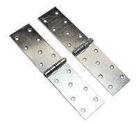 SolaDirect Pack Of 2 X 200 mm Backflap Hinge Galvanised, Silver Steel Back Flap Hinges, Weather Resistant, Rust Corrosion Proof, Strap Hinges