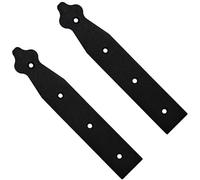 SolaDirect Pack Of 2 X 200 mm Dummy Hinge Heads, Black Steel, Vintage False Strap Hinges, Weather Resistant, Rust Proof Powder Coating