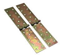 SolaDirect Pack Of 2 X 250 mm Backflap Hinge Galvanised, Steel Back Flap Hinges, Weather Resistant, Rust Corrosion Proof, Strap Hinges