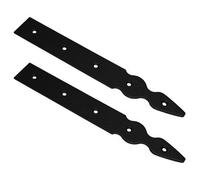 SolaDirect Pack Of 2 X 250 mm Dummy Hinge Heads, Vintage False Strap Hinge, Black Steel, Weather Resistant, Rust Proof Powder Coating