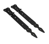 SolaDirect Pack Of 2 X 250 mm Narrow T-Hinge Black, Retro Steel Tee Hinges, Weather Resistant, Rust Proof Powder Coating, T Strap Hinges