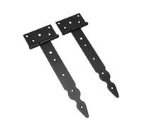 SolaDirect Pack Of 2 X 250 mm T-Hinge Black, Steel Tee Hinges, Weather Resistant, Rust Proof Powder Coating, T Strap Hingess