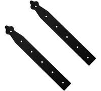 SolaDirect Pack Of 2 X 300 mm Dummy Hinge Heads, Black Steel, Vintage False Strap Hinges, Weather Resistant, Rust Proof Powder Coating