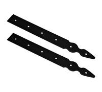 SolaDirect Pack Of 2 X 300 mm Dummy Hinge Heads, Vintage False Strap Hinge, Black Steel, Weather Resistant, Rust Proof Powder Coating