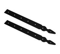 SolaDirect Pack Of 2 X 350 mm Dummy Hinge Heads, Vintage False Strap Hinge, Black Steel, Weather Resistant, Rust Proof Powder Coating