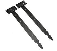 SolaDirect Pack Of 2 X 400 mm T-Hinge Black, Steel Tee Hinges, Weather Resistant, Rust Proof Powder Coating, T Strap Hingess