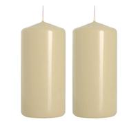 SolaDirect Pillar Candles, Pack Of 2, Unscented, Long Burning Time, 10 X 5 Cm / 4 X 2 In (Ivory, Matt)