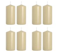 SolaDirect Pillar Candles, Pack Of 8, Unscented, Long Burning Time, 10 X 5 Cm / 4 X 2 In (Ivory, Matt)