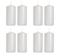 SolaDirect Pillar Candles, Pack Of 8, Unscented, Long Burning Time, 10 X 5 Cm / 4 X 2 In (White, Matt)