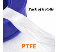 SolaDirect Ptfe Thread Seal Tape 8 Rolls - Plumbers Tape 10M X 12mm - Leak Proof Thread Sealing For Water Gas Air Pipe Fittings Plumbing