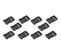 SolaDirect Side Release Buckles Clips For 10 mm / 0.39 Inch Webbing Strap, Squeeze Fasteners, Black Delrin Plastic (Pack Of 10)