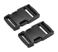 SolaDirect Side Release Buckles Clips For 15 mm / 0.59 Inch Webbing Strap, Squeeze Fasteners, Black Delrin Plastic (Pack Of 2)