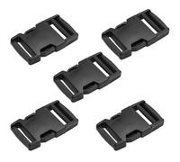 SolaDirect Side Release Buckles Clips For 20 mm / 0.78 Inch Webbing Strap, Squeeze Fasteners, Black Delrin Plastic (Pack Of 5)