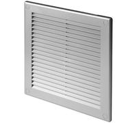 SolaDirect Silver Louvred Wall Vent Grille With Flyscreen And Screw Covers, 200 X 200 mm, Air Ventilation Duct Cover With Flat Back