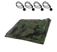 SolaDirect Small Camo 2 X 2 M Tarpaulin Waterproof Heavy Duty Cover Camping Ground Sheet Caravan Furniture Multipurpose 10 Bungee Balls